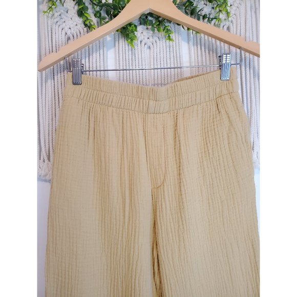 Madewell Camel Lightspun Tapered Huston Pull On Straight Gauze Crop Pants XS - Picture 3 of 7